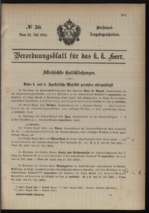 Kaiserlich-königliches Armee-Verordnungsblatt: Personal-Angelegenheiten