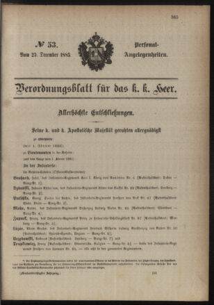 Kaiserlich-königliches Armee-Verordnungsblatt: Personal-Angelegenheiten 18851223 Seite: 7