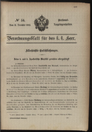 Kaiserlich-königliches Armee-Verordnungsblatt: Personal-Angelegenheiten 18851231 Seite: 1