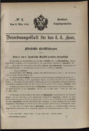 Kaiserlich-königliches Armee-Verordnungsblatt: Personal-Angelegenheiten 18860317 Seite: 1