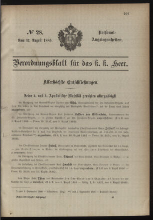 Kaiserlich-königliches Armee-Verordnungsblatt: Personal-Angelegenheiten 18860813 Seite: 1