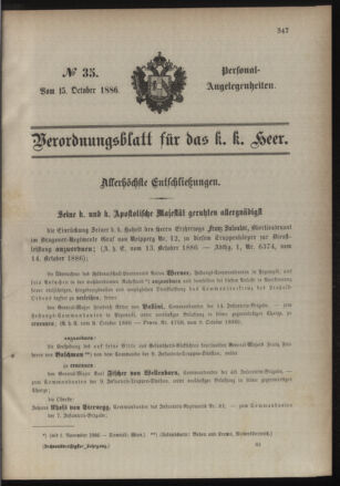 Kaiserlich-königliches Armee-Verordnungsblatt: Personal-Angelegenheiten