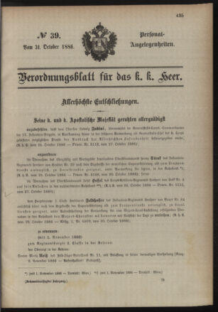 Kaiserlich-königliches Armee-Verordnungsblatt: Personal-Angelegenheiten