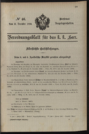 Kaiserlich-königliches Armee-Verordnungsblatt: Personal-Angelegenheiten 18861231 Seite: 1