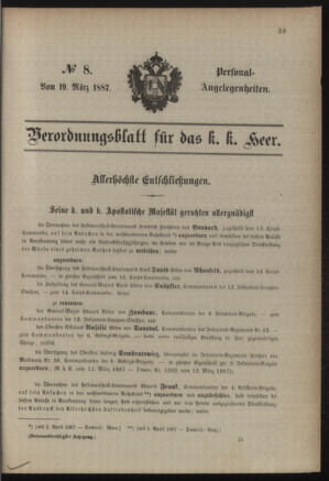 Kaiserlich-königliches Armee-Verordnungsblatt: Personal-Angelegenheiten 18870319 Seite: 1