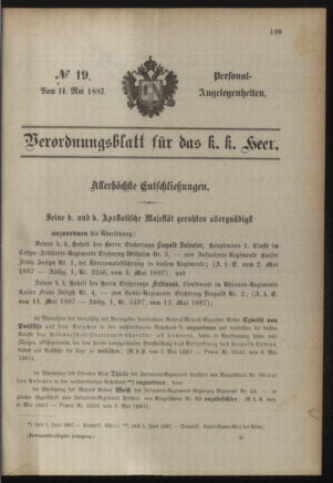 Kaiserlich-königliches Armee-Verordnungsblatt: Personal-Angelegenheiten 18870514 Seite: 1