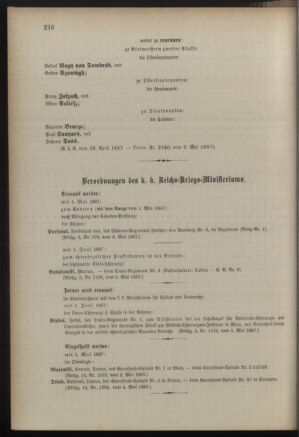 Kaiserlich-königliches Armee-Verordnungsblatt: Personal-Angelegenheiten 18870514 Seite: 18