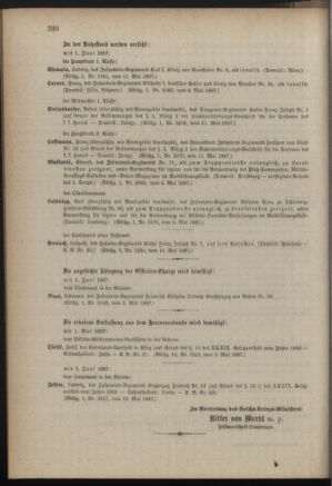 Kaiserlich-königliches Armee-Verordnungsblatt: Personal-Angelegenheiten 18870514 Seite: 22