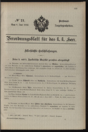 Kaiserlich-königliches Armee-Verordnungsblatt: Personal-Angelegenheiten 18870608 Seite: 1