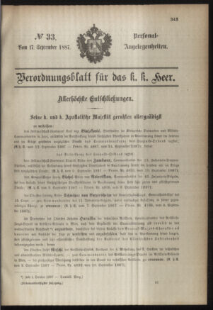 Kaiserlich-königliches Armee-Verordnungsblatt: Personal-Angelegenheiten 18870917 Seite: 1