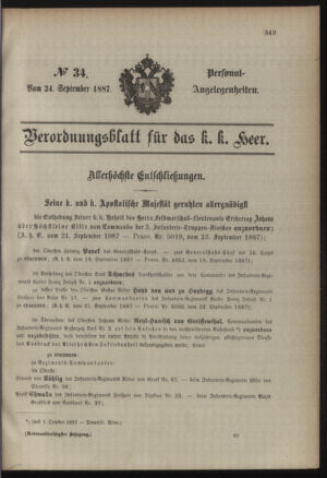 Kaiserlich-königliches Armee-Verordnungsblatt: Personal-Angelegenheiten 18870917 Seite: 7