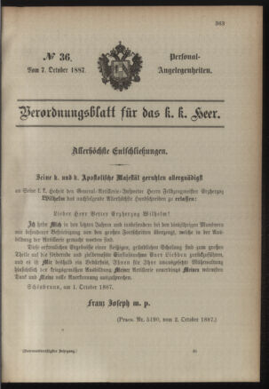 Kaiserlich-königliches Armee-Verordnungsblatt: Personal-Angelegenheiten