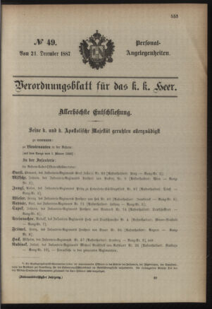 Kaiserlich-königliches Armee-Verordnungsblatt: Personal-Angelegenheiten 18871221 Seite: 9