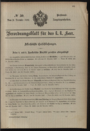 Kaiserlich-königliches Armee-Verordnungsblatt: Personal-Angelegenheiten 18871231 Seite: 1