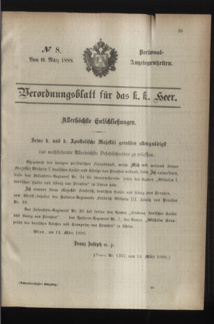 Kaiserlich-königliches Armee-Verordnungsblatt: Personal-Angelegenheiten 18880316 Seite: 1