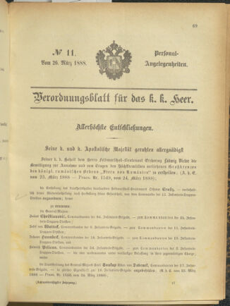 Kaiserlich-königliches Armee-Verordnungsblatt: Personal-Angelegenheiten 18880326 Seite: 1