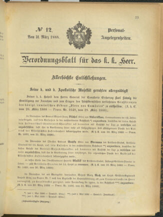 Kaiserlich-königliches Armee-Verordnungsblatt: Personal-Angelegenheiten 18880331 Seite: 1