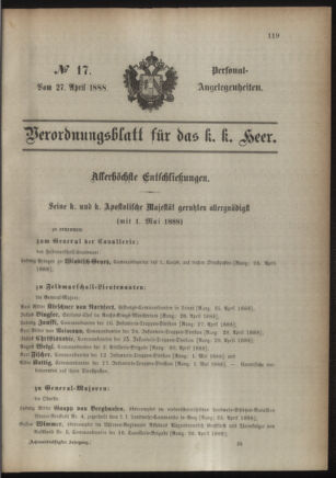 Kaiserlich-königliches Armee-Verordnungsblatt: Personal-Angelegenheiten 18880427 Seite: 17