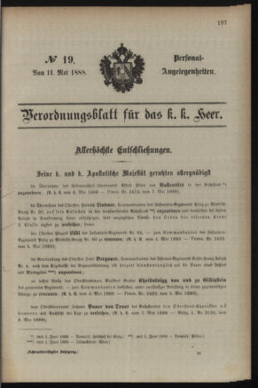 Kaiserlich-königliches Armee-Verordnungsblatt: Personal-Angelegenheiten 18880511 Seite: 1