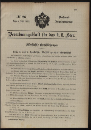 Kaiserlich-königliches Armee-Verordnungsblatt: Personal-Angelegenheiten 18880708 Seite: 1