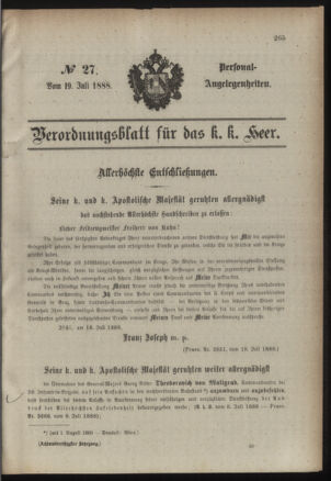 Kaiserlich-königliches Armee-Verordnungsblatt: Personal-Angelegenheiten