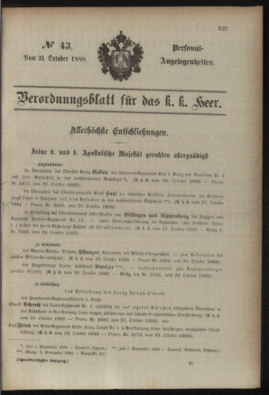 Kaiserlich-königliches Armee-Verordnungsblatt: Personal-Angelegenheiten 18881031 Seite: 1