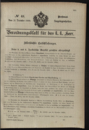 Kaiserlich-königliches Armee-Verordnungsblatt: Personal-Angelegenheiten 18881221 Seite: 1