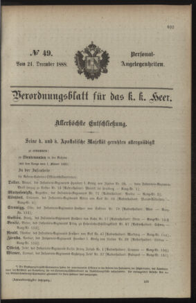 Kaiserlich-königliches Armee-Verordnungsblatt: Personal-Angelegenheiten 18881221 Seite: 9