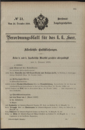 Kaiserlich-königliches Armee-Verordnungsblatt: Personal-Angelegenheiten 18881224 Seite: 7