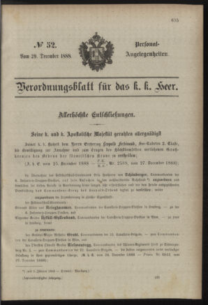 Kaiserlich-königliches Armee-Verordnungsblatt: Personal-Angelegenheiten 18881229 Seite: 1