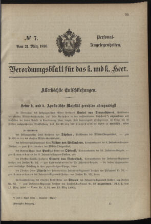 Kaiserlich-königliches Armee-Verordnungsblatt: Personal-Angelegenheiten 18900321 Seite: 1