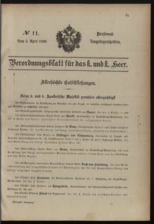 Kaiserlich-königliches Armee-Verordnungsblatt: Personal-Angelegenheiten 18900405 Seite: 1