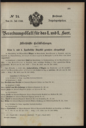 Kaiserlich-königliches Armee-Verordnungsblatt: Personal-Angelegenheiten 18900731 Seite: 1