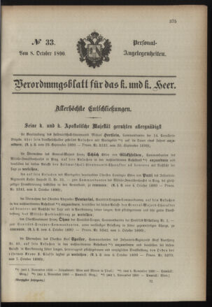 Kaiserlich-königliches Armee-Verordnungsblatt: Personal-Angelegenheiten 18901008 Seite: 1