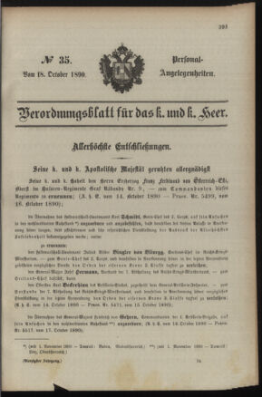 Kaiserlich-königliches Armee-Verordnungsblatt: Personal-Angelegenheiten 18901018 Seite: 1