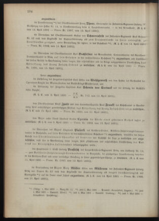 Kaiserlich-königliches Armee-Verordnungsblatt: Personal-Angelegenheiten 18910421 Seite: 6