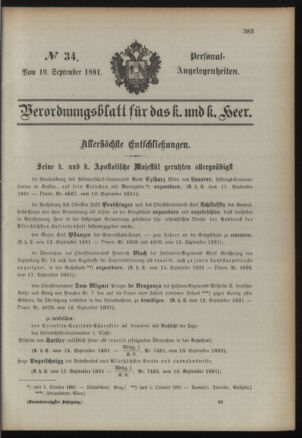 Kaiserlich-königliches Armee-Verordnungsblatt: Personal-Angelegenheiten 18910919 Seite: 3