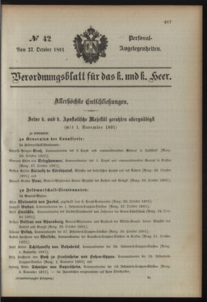 Kaiserlich-königliches Armee-Verordnungsblatt: Personal-Angelegenheiten 18911027 Seite: 21