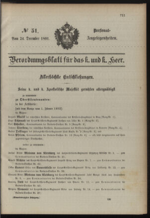 Kaiserlich-königliches Armee-Verordnungsblatt: Personal-Angelegenheiten 18911224 Seite: 93