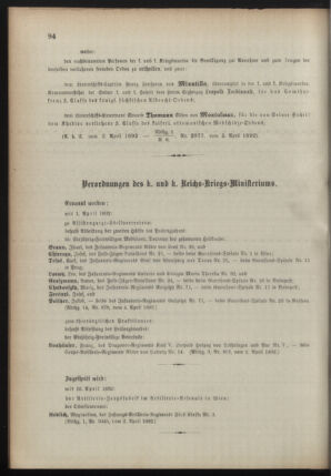 Kaiserlich-königliches Armee-Verordnungsblatt: Personal-Angelegenheiten 18920405 Seite: 6