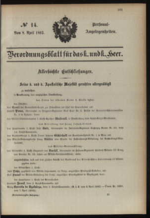 Kaiserlich-königliches Armee-Verordnungsblatt: Personal-Angelegenheiten