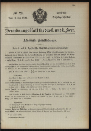 Kaiserlich-königliches Armee-Verordnungsblatt: Personal-Angelegenheiten