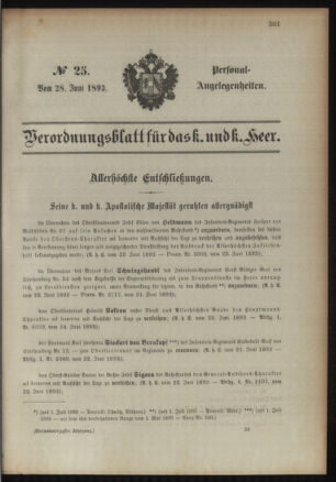 Kaiserlich-königliches Armee-Verordnungsblatt: Personal-Angelegenheiten 18930628 Seite: 1