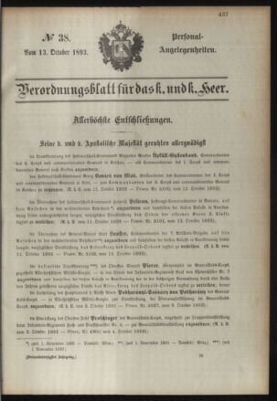 Kaiserlich-königliches Armee-Verordnungsblatt: Personal-Angelegenheiten