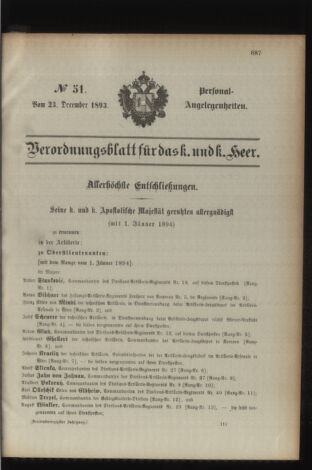 Kaiserlich-königliches Armee-Verordnungsblatt: Personal-Angelegenheiten 18931223 Seite: 19