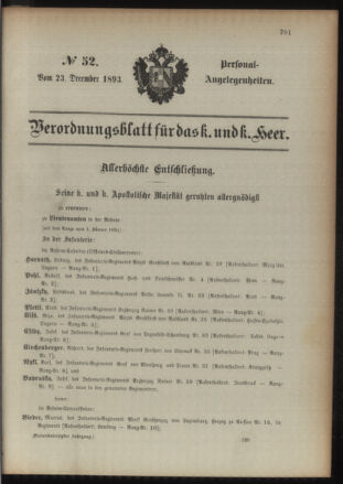 Kaiserlich-königliches Armee-Verordnungsblatt: Personal-Angelegenheiten 18931223 Seite: 33