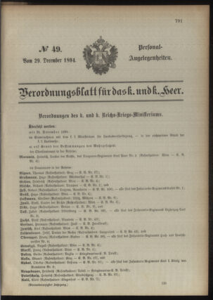 Kaiserlich-königliches Armee-Verordnungsblatt: Personal-Angelegenheiten 18941229 Seite: 11