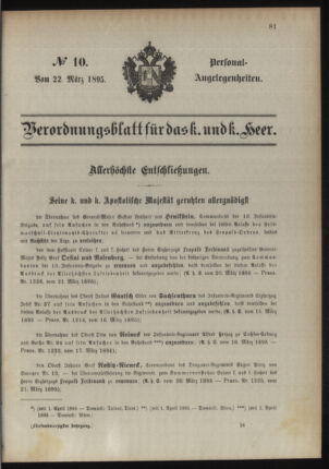 Kaiserlich-königliches Armee-Verordnungsblatt: Personal-Angelegenheiten 18950322 Seite: 1