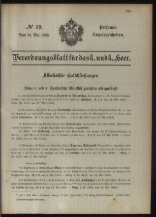 Kaiserlich-königliches Armee-Verordnungsblatt: Personal-Angelegenheiten 18950518 Seite: 1