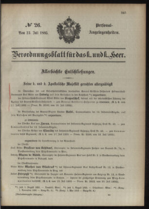 Kaiserlich-königliches Armee-Verordnungsblatt: Personal-Angelegenheiten 18950723 Seite: 1